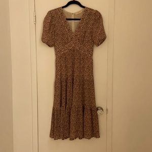 100% AUTHENTIC TORY BURCH RED FLORAL MIDI DRESS SIZE 2